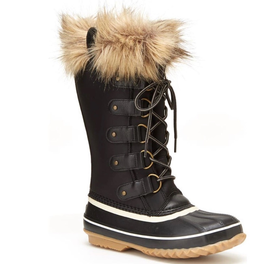 JBU Ladies Bella Duck Boots Winter Waterproof Faux Fur Lining BLACK, Size 9. New
